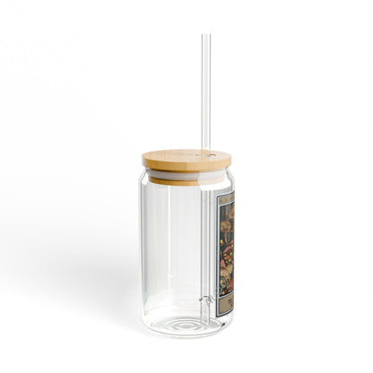 Mushroom Tarot Card Glass Tumbler - 16oz Fungi Sipper Gift