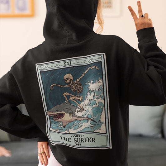 The Surfer Tarot Card Hoodie, Surfing Hoodie for Surfer, Beach Lover Ocean Life