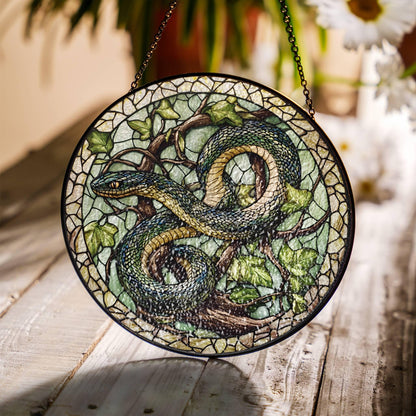 Snake Stained Glass Sun Catcher - Chinese Zodiac Home Decor Gift