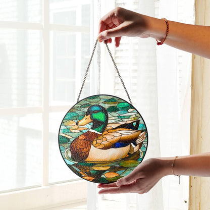 Mallard Duck Stained Glass SunCatcher Duck Window Hanging Home Decoration