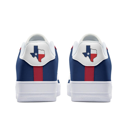 Texas Flag Sneakers, Texas Colors Unisex Low Top Vegan Leather Sneakers