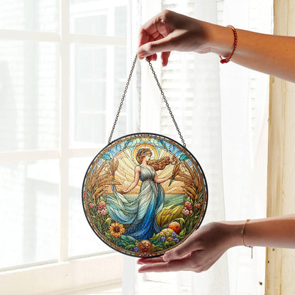Demeter Stained Glass Sun Catcher - Greek Goddess Window Hanging Home Decor