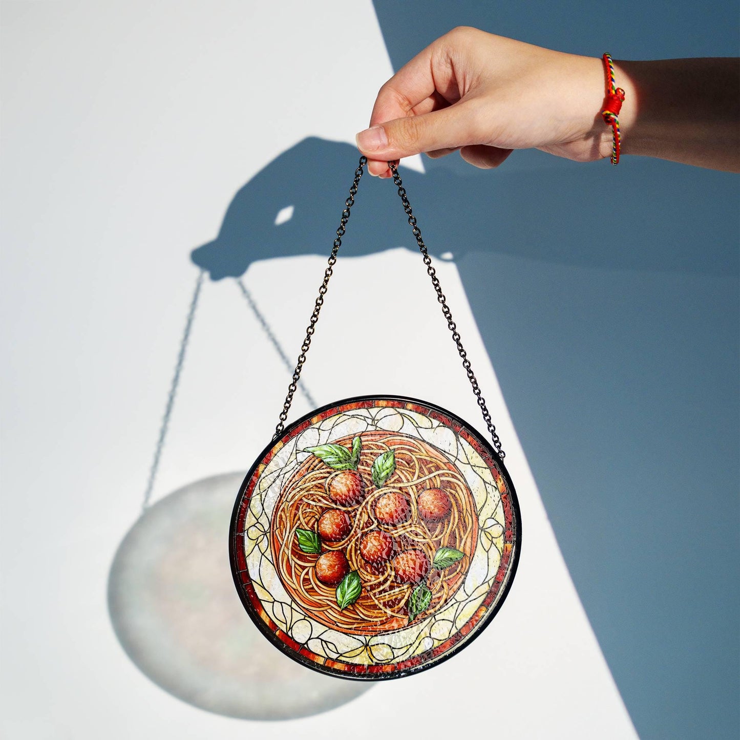 Italian Food Sun Catcher - Pasta Stained Glass Window Hanging Decor
