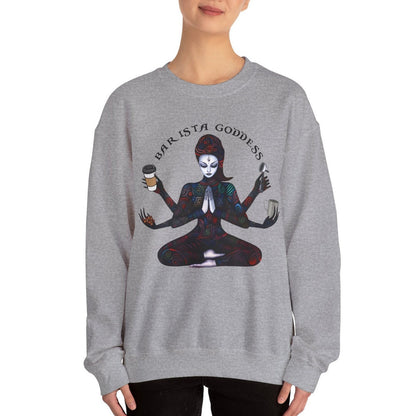 Barista Goddess Sweatshirt - Coffee Lover Crew Neck for Women