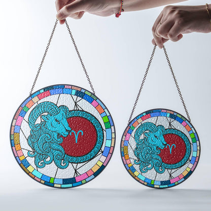 Aries Stained Glass Zodiac SunCatcher LightCatcher Aries Window Hanging
