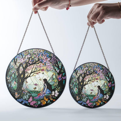 Enchanted Forest Stained Glass SunCatcher Fairy Window Hanging Enchanted Forest