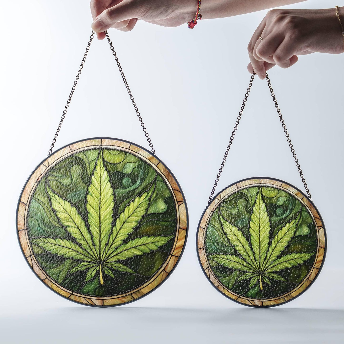 Cannabis Stained Glass Sun Catcher - Marijuana Leaf Window Decoration