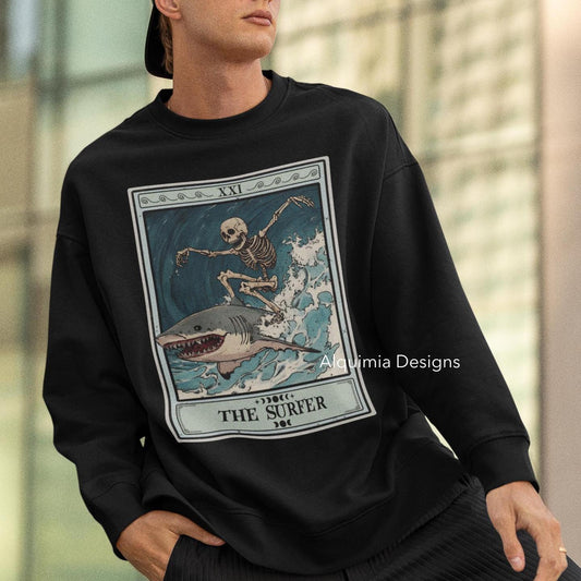 The Surfer Tarot Card Sweatshirt - Gift for Beach Lovers  Ocean Enthusiasts