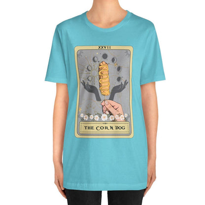Corn Dog Tarot Card Shirt - Foodie Gift Tee with Mustard Design