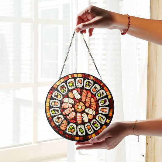 Sushi Stained Glass Japanese Food Sun Catcher Sushi Lover Light Catcher Window Hanging Kitchen Home Decoration Foodie Gift