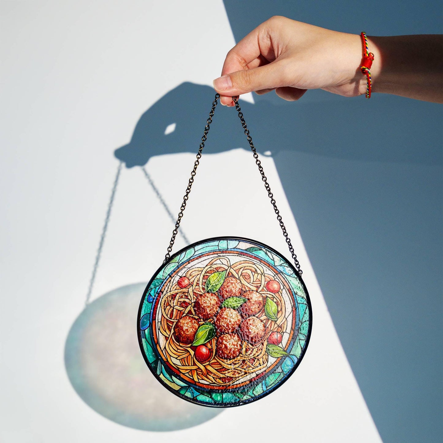 Italian Food Sun Catcher - Pasta Stained Glass Window Hanging Decor