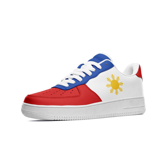 Philippines Flag Sneakers, Philippines Colors Unisex Vegan Leather Sneakers