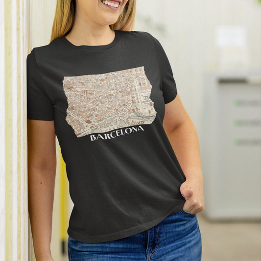 Barcelona Vintage Map T-shirt - Travel Tee Gift for Barcelona Visitors