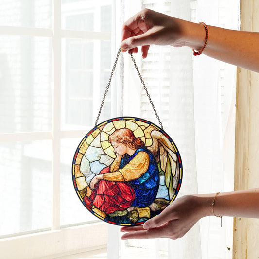 Guardian Angel Stained Glass Colombia SunCatcher Colombia Flag Colors Decor