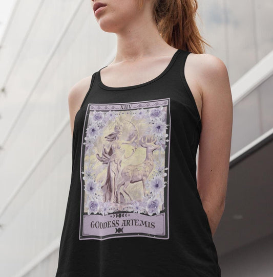Goddess Artemis Tarot Card Tank Top, Greek Goddess Shirt Greek Mythology