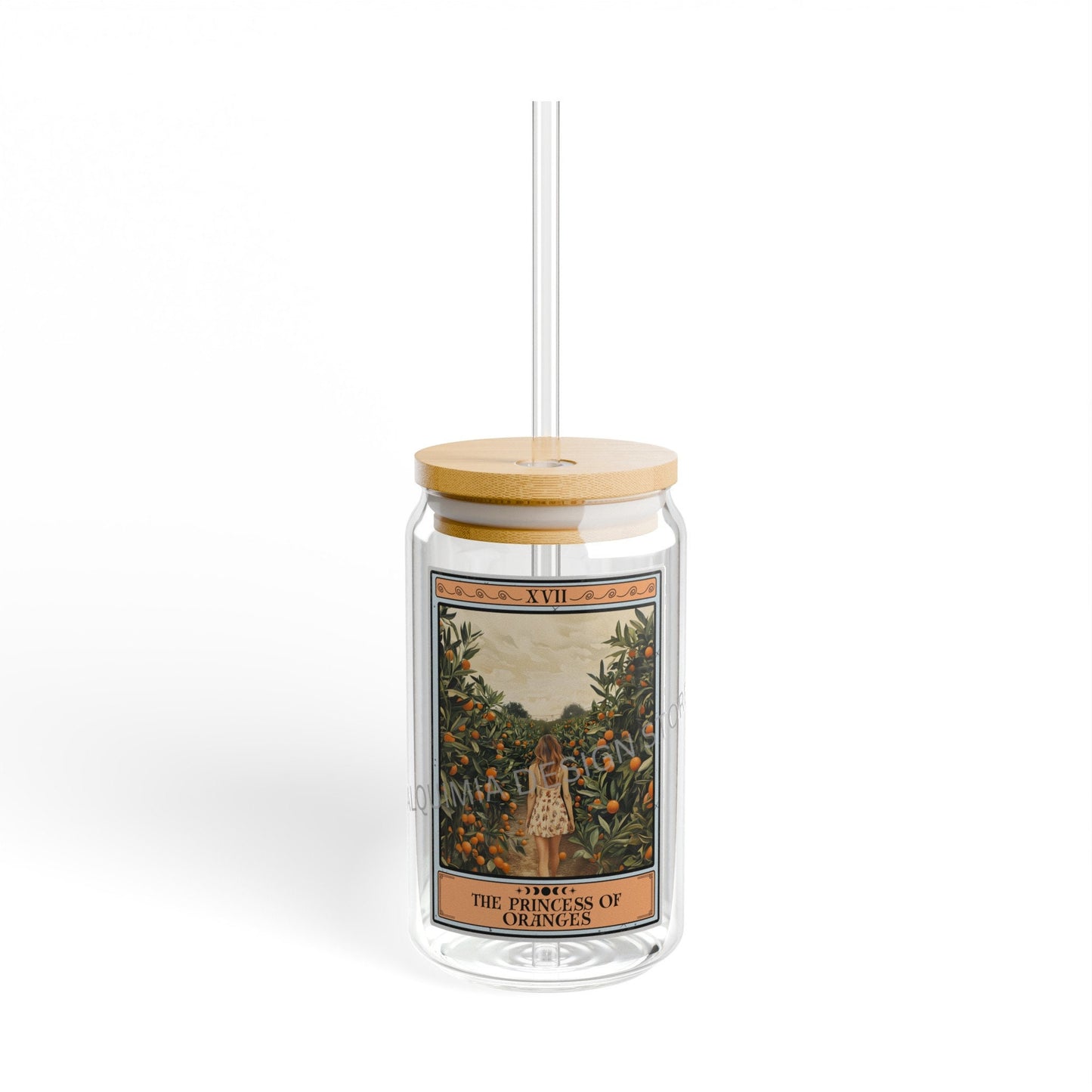 Orange Fruit Tumbler - 16oz Tarot Card Sipper Glass for Orange Lovers