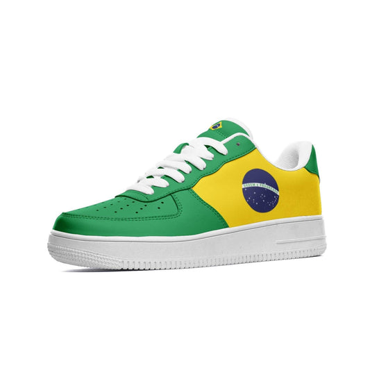 Brazil Flag Sneakers Brasil Colors Unisex Low Top Vegan Leather Sneakers