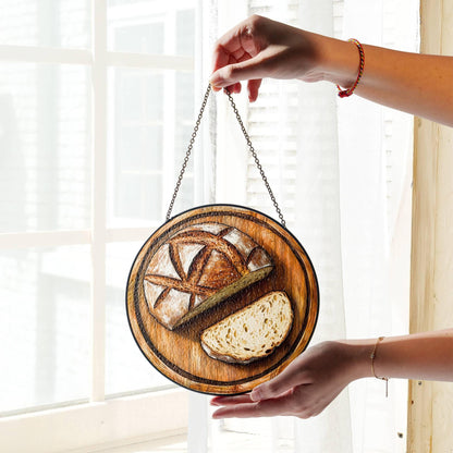 Sourdough Bread Stained Glass SunCatcher Bread Art Window Hanging Home Decor