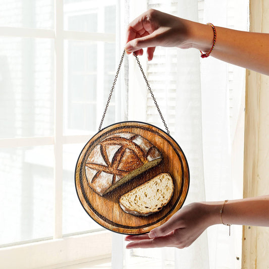 Sourdough Bread Stained Glass SunCatcher Bread Art Window Hanging Home Decor