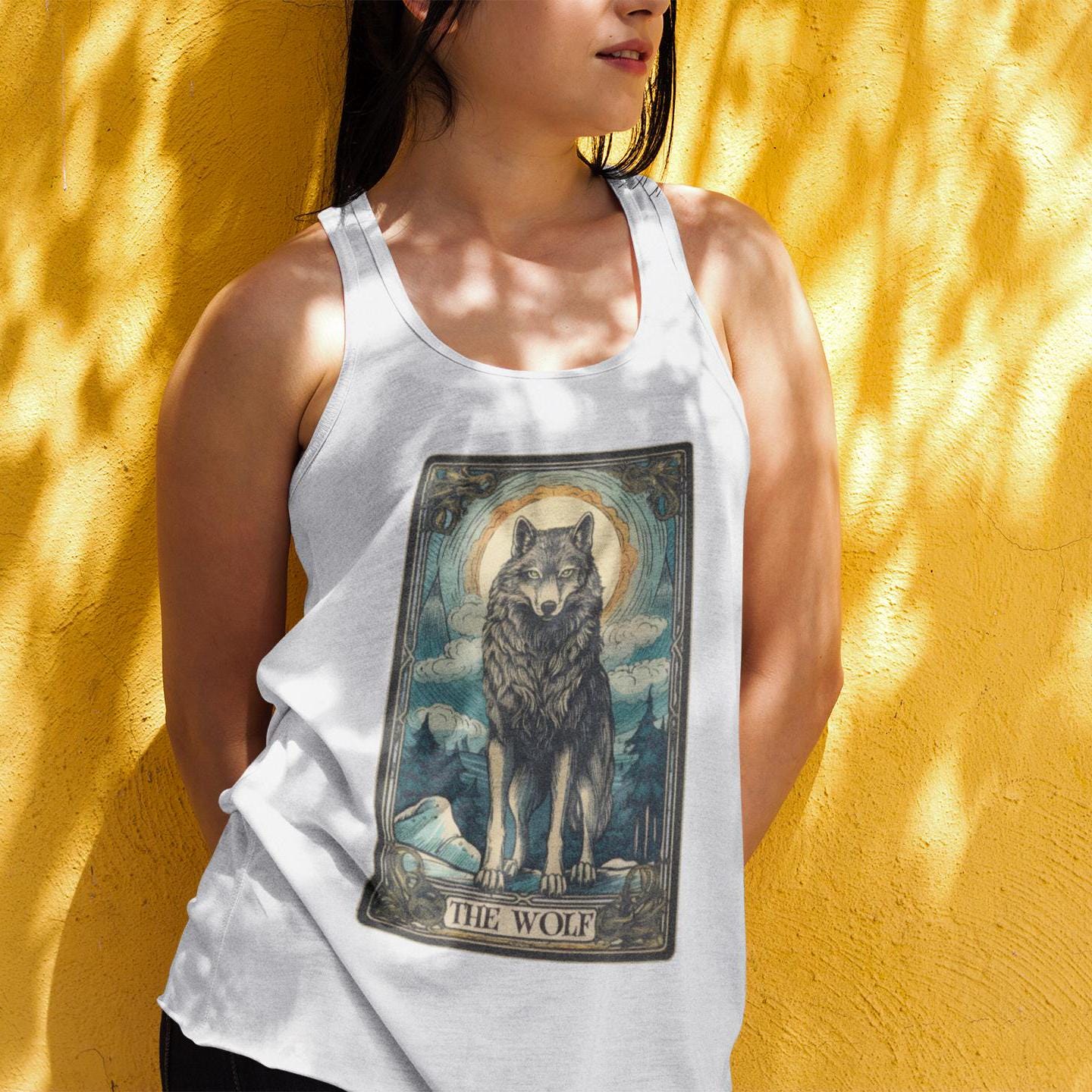 Wolf Tank Top, The Wolf Tarot Card Shirt, Wild Animal Lover Gift