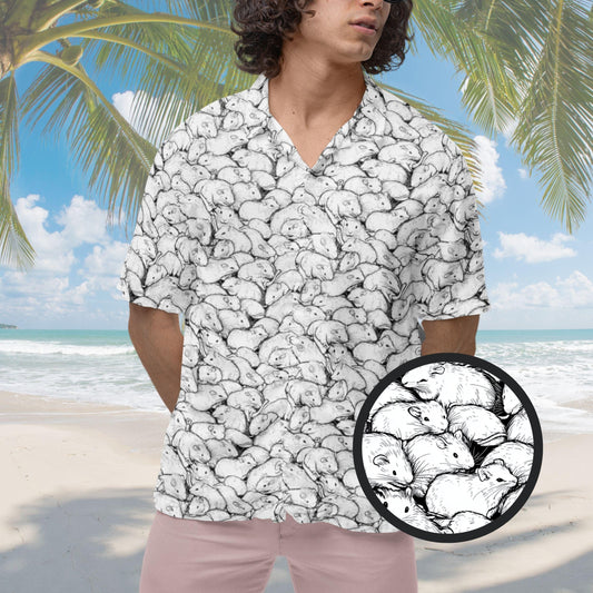 Rat Hawaiian Shirt, Rat Pattern Button Down Shirt