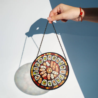 Sushi Stained Glass Japanese Food Sun Catcher Sushi Lover Light Catcher Window Hanging Kitchen Home Decoration Foodie Gift