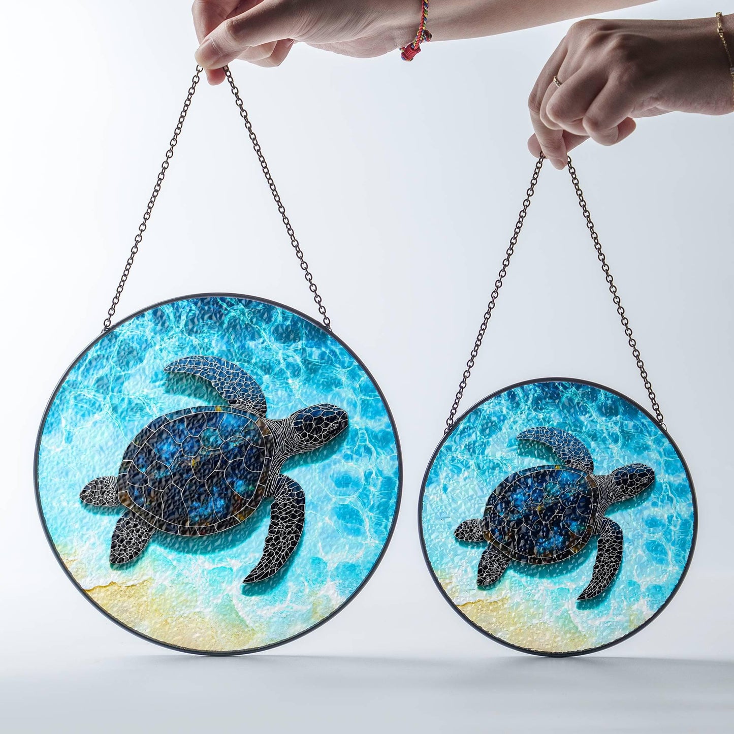 Sea Turtle Stained Glass SunCatcher Ocean Art Window Hanging Summer Home Art