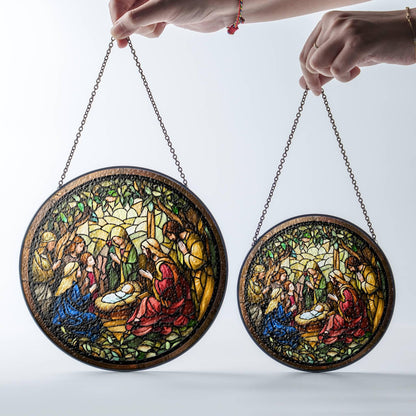 Nativity Suncatcher Nativity Scene Stained Glass Christian Art Jesus Decorarion