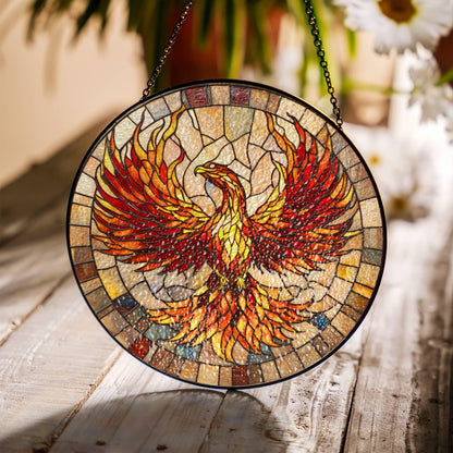 Phoenix Stained Glass SunCatcher Phoenix Bird Window Hanging New Home Decor
