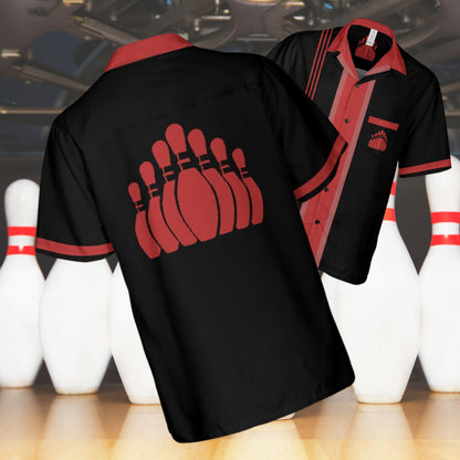 Bowling Button Down Shirt with Pocket, Bowling Shirt Short-Sleeve Hawaiian Shirt