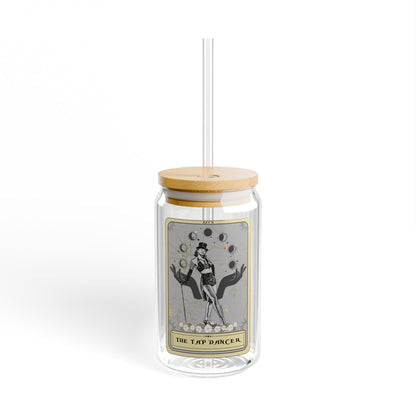 Tap Dancer Tarot Card Tumbler - 16oz Sipper Glass with Bamboo Lid Tap Dance Gift