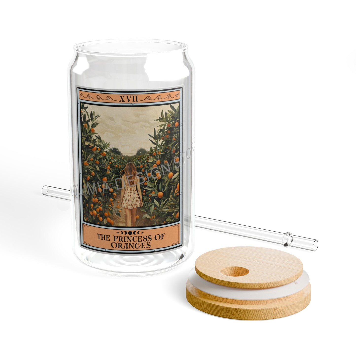 Orange Fruit Tumbler - 16oz Tarot Card Sipper Glass for Orange Lovers