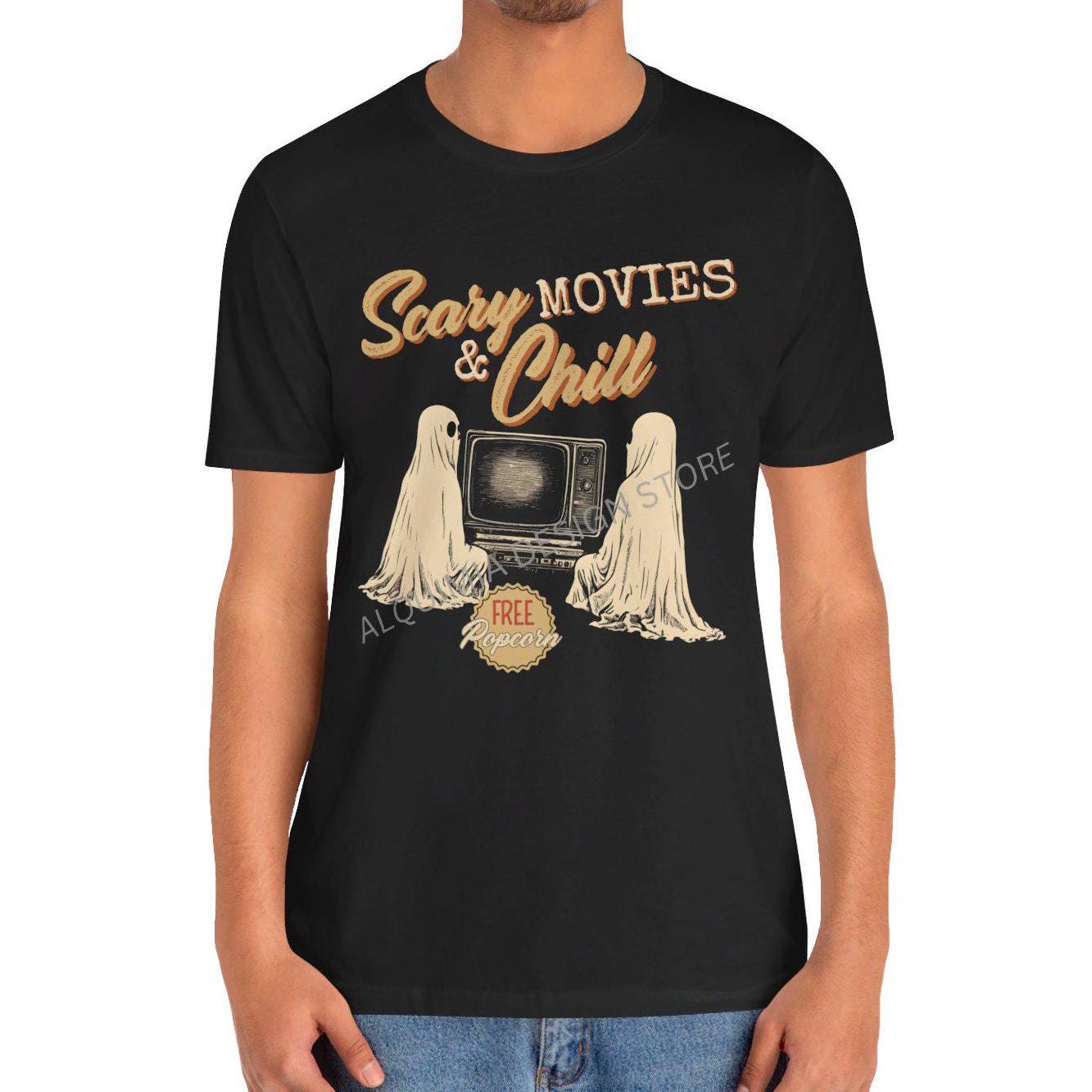 Scary Movies & Chill Shirt, Halloween Shirt, Trendy Vintage Inspired Tee
