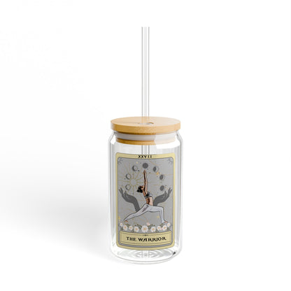 Warrior Tarot Tumbler - 16oz Yoga Sipper Glass for Yogi Gift