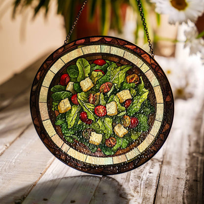 Salad Stained Glass Vegan Food SunCatcher Salad Lover Window Hanging Art