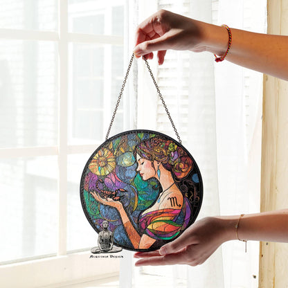 Scorpio Stained Glass Zodiac SunCatcher Scorpio Gift Window Hanging Ornament