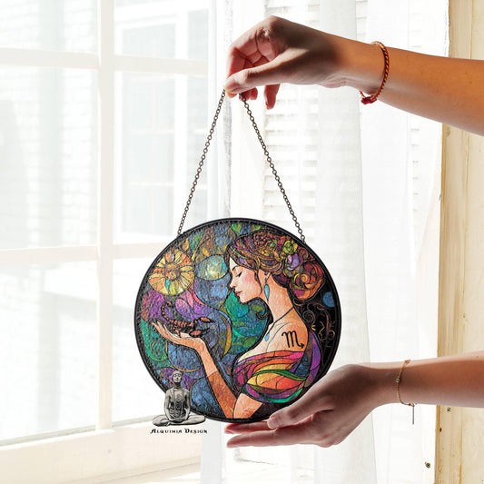 Scorpio Stained Glass Zodiac SunCatcher Scorpio Gift Window Hanging Ornament