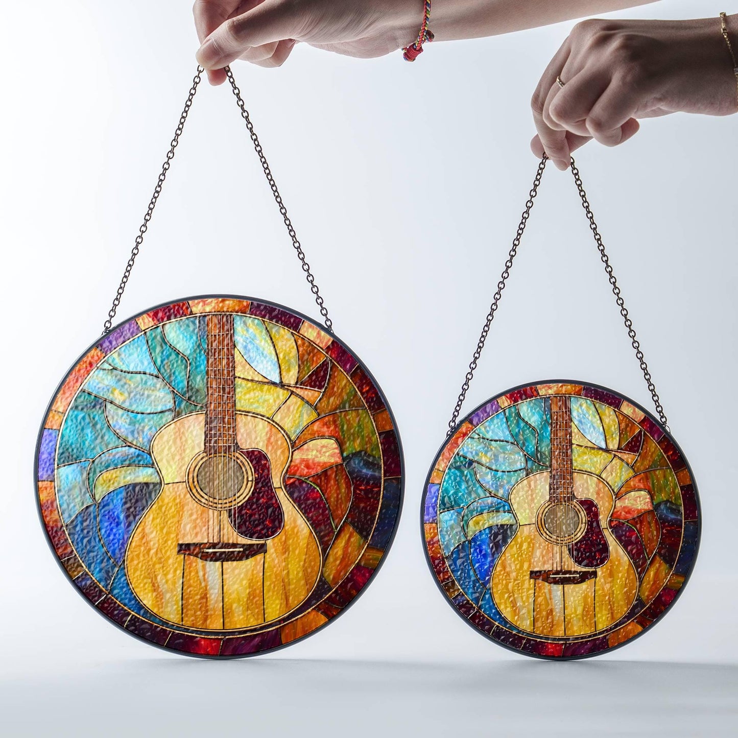 Guitar Stained Glass Sun Catcher Guitar Light Catcher Window Hanging Home Decoration Guitarist Gift