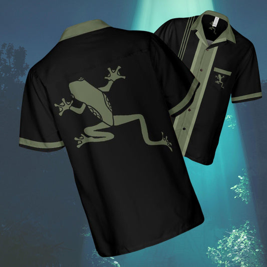 Frog Button Down Shirt with Pocket, Frog Shirt Short-sleeve Hawaiian Shirt