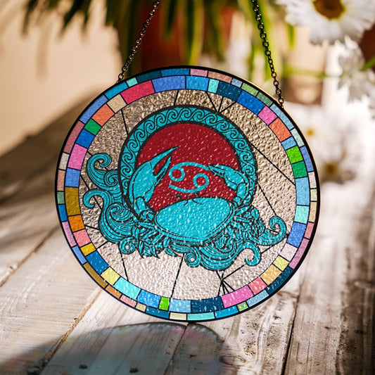 Cancer Stained Glass Zodiac SunCatcher LightCatcher Cancer Window Hanging