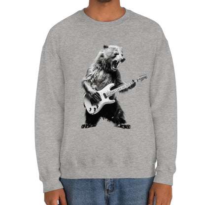 Bear Playing Bass Guitar Sweatshirt - Music Tee Gift for Bass Players