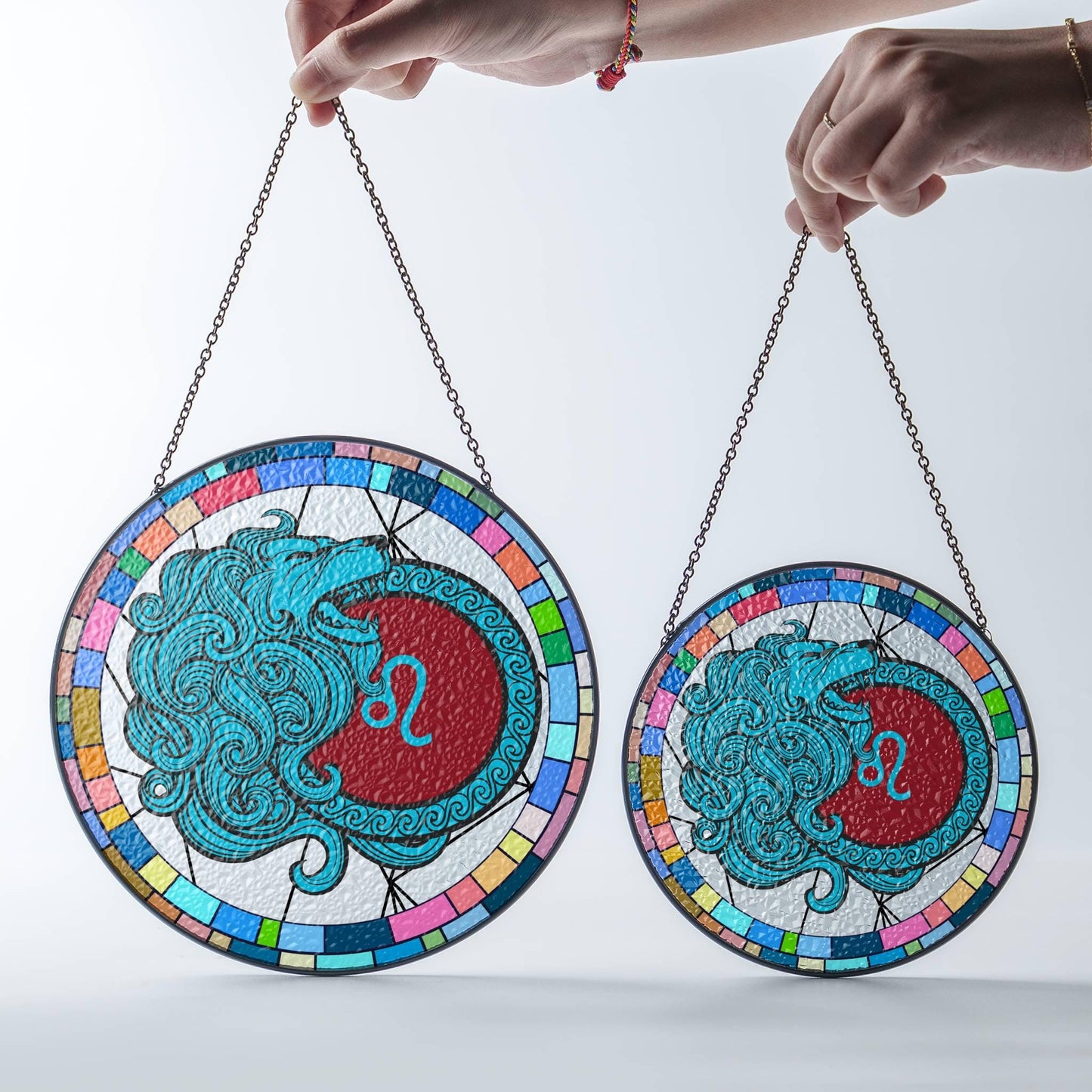 Leo Stained Glass Zodiac SunCatcher LightCatcher Leo Window Hanging
