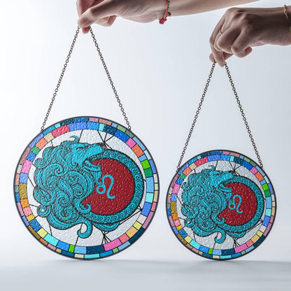 Leo Stained Glass Zodiac SunCatcher LightCatcher Leo Window Hanging