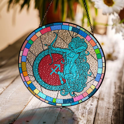 Sagittarius Stained Glass Zodiac SunCatcher Sagittarius Window Hanging Art