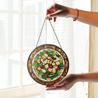 Salad Stained Glass Vegan Food SunCatcher Salad Lover Window Hanging Art