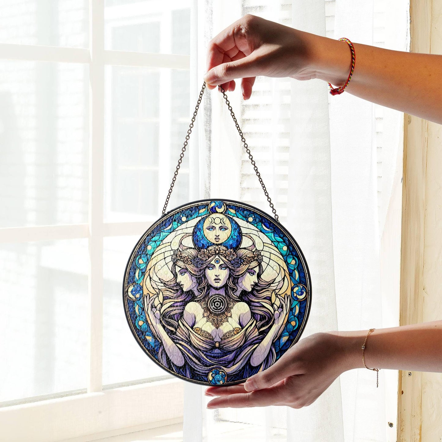 Hecate Stained Glass SunCatcher Triple Goddess Hekate Window Protection Charm