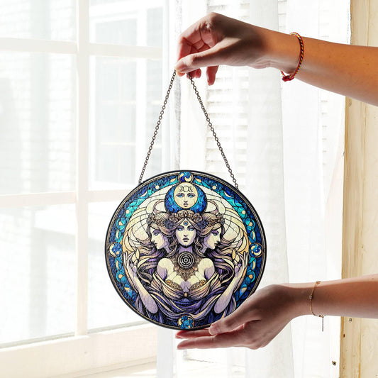 Hecate Stained Glass SunCatcher Triple Goddess Hekate Window Protection Charm