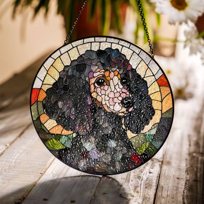 Poodle Stained Glass Sun Catcher - Black Poodle Window Decoration