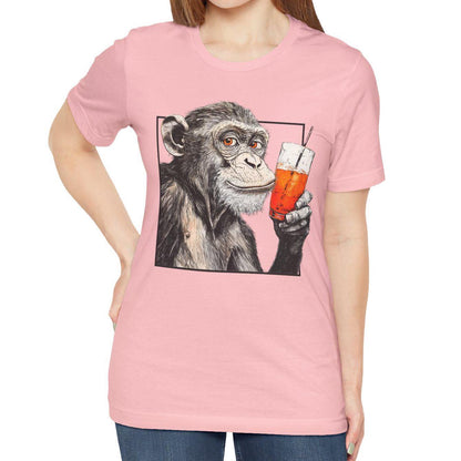 Monkey Drinking Cocktail Shirt Aperol Spritz T- Shirt, Monkey Aperol Spritz Tee