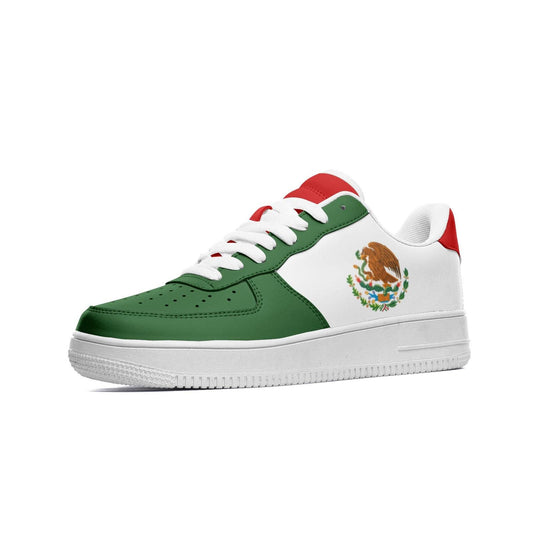Mexico Flag Sneakers Mexico Colors Unisex Low Top Vegan Leather Sneakers